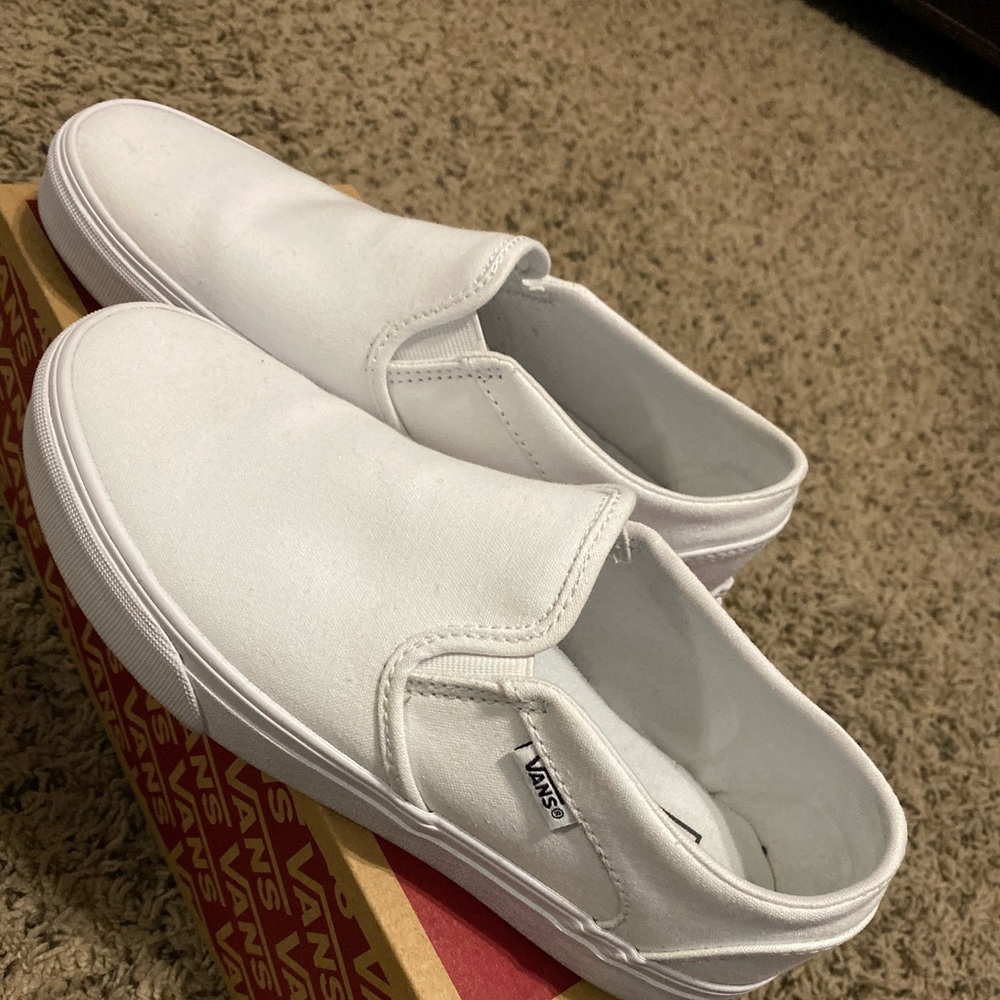 White slip on vans